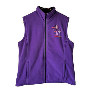 Vintage Reversible Purple Fleece Vest with Attitude Embroidery